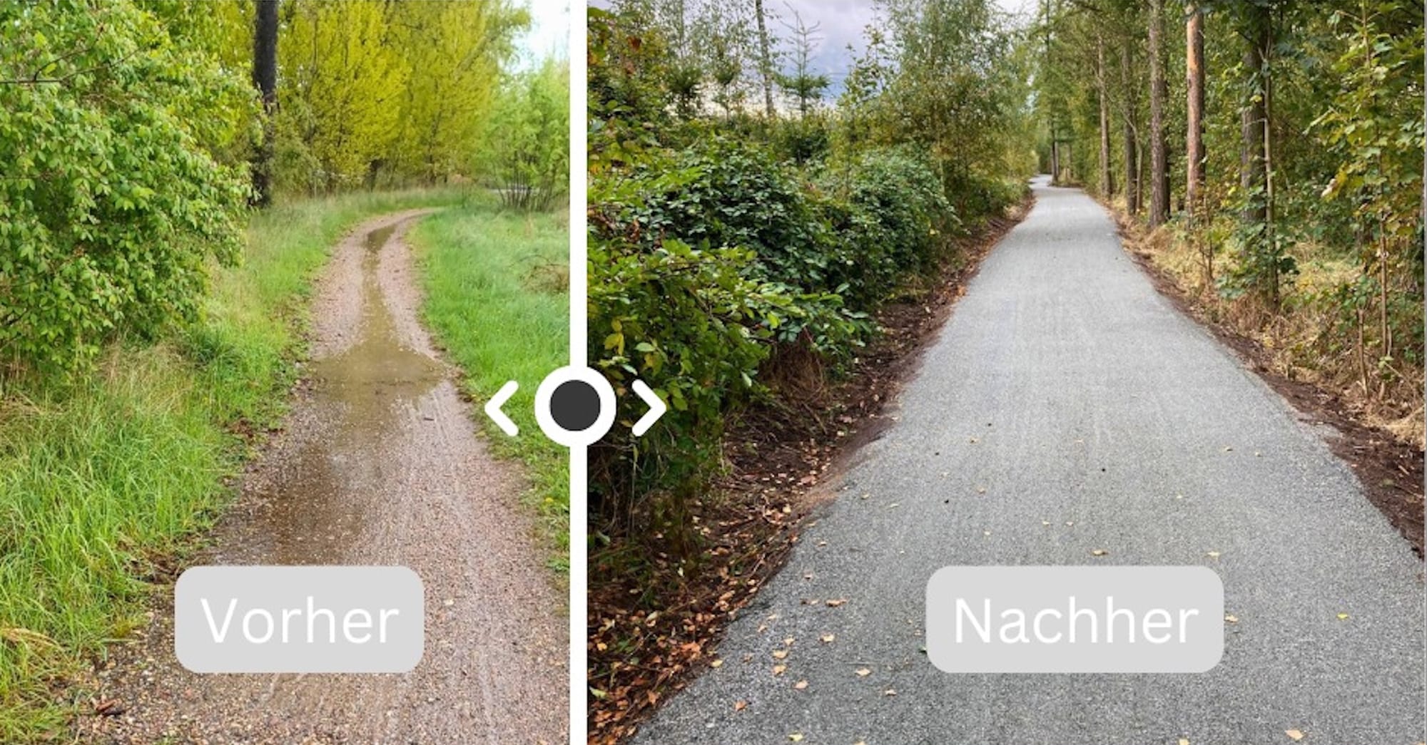 Sanierung des Radweges an der Harksheider Straße abgeschlossen, ermöglicht gefahrlosen Begegnungsverkehr und erhöht den Fahrkomfort